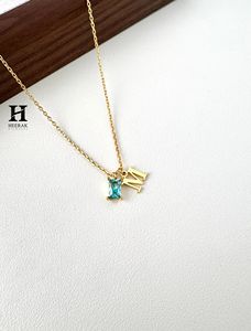 Personalized Gold Initial Letter Necklace with <b>Emerald</b> Cut Gemstone <b>Pendant</b> - Custom Fine Jewelry Manufacturer - Product Image 2