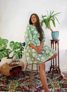 Pur coton indien bloc imprimé robe coloré été élégant confortable vêtements de jour plage respirant durable cravate teint naturel - Product Image 6