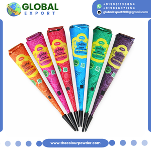 เฮนน่าคุณภาพพรีเมียมแบบกรวยและหลอด สีสันสดใส ติดทนนาน ปลอดภัยต่อผิวและเป็นธรรมชาติ ชุดสีหลากหลาย สำหรับสักชั่วคราวและศิลปะบนร่างกาย - Product Image 3