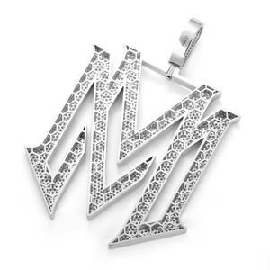 M Letter Pendant Rhodium Plated Alloy Micro Pave Diamond Unisex Hiphop Charm Fashion Jewelry - Product Image 2
