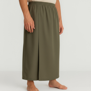 Izar Lungi para Hombre en Color Verde Caqui, Transpirable, de Algodón, Suave al Tacto, de Primera Calidad, Atuendo Islámico Tradicional, Pañuelo Musulmán - Product Image 1