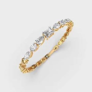 Customized Round Shape Moissanite Diamond Bracelet Bezel Setting 18K Yellow Gold Diamond Bracelet <b>for</b> Both <b>Men</b> and Women - Product Image 1