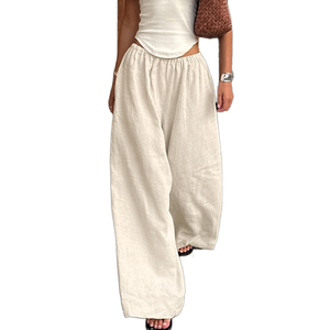 Spring <b>Summer</b> High Waist Ladies Trousers <b>Pant</b> Trouser Regular Fit Elastic Waist Breathable Custom - Product Image 6