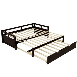 Divano letto in legno Espresso con letto estraibile e rotelle a scomparsa per un comfort aggiuntivo - Product Image 6
