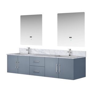 Dark Grey 80 In. W X 22 In. D Double Bath <b>Vanity</b> with Carrara Marble Top and 30 In. LED <b>Mirrors</b> Faucet Set Included - Product Image 4