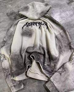 Sudaderas con capucha de forro polar de invierno personalizadas OEM, con doble cremallera, extragrandes, estilo vintage, desgastadas, con efecto descolorido por el sol, bordado de parches y lavado ácido - Product Image 2