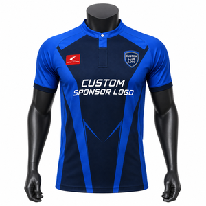 Conjunto de camiseta de fútbol personalizada para hombre, sublimada, de secado rápido, cuello redondo, manga corta, ajuste atlético, uniformes para adultos con botones a presión - Product Image 1