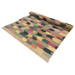 Élégant tapis Dhurrie en coton neutre pour chambre à coucher, hall, cuisine-ensemble 046 - Product Image 4