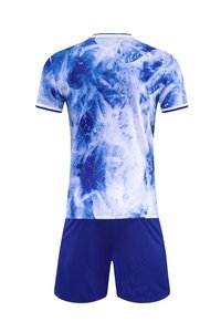 Ensemble de maillots de football personnalisés bleu et blanc en polyester pour adultes, manches courtes, uniforme sportif par sublimation, tenue d'entraînement et de match, vêtements de sport - Product Image 4
