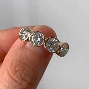 Anillo de Diamantes de Laboratorio con Cuatro Piedras de 0.25CT Cada Una, Corte Redondo, para Mujer, Oro Sólido de 14K, Regalo de Cumpleaños o Promesa para Enamorados - Product Image 6