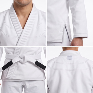 Kimono de Jiu-Jitsu traditionnel en coton lourd unisexe blanc - Product Image 4