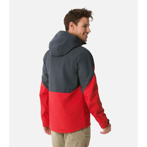 Men's Hooded Fleece Softshell Jacket Red Gray Color Blocking Windproof Zipper Closure Winter Outdoor Regular Fit Softshell <b>Coat</b> - Product Image 6