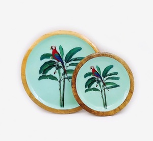 Plato de Servir de Madera Natural con Esmalte Impreso, Vajilla, Plato para Servir, Regalo de Navidad, Artículo para el Hogar al Mejor Precio - Product Image 1