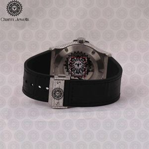 Charm Jewells – montre à Quartz analogique ronde de luxe, boîtier en acier inoxydable, lunette en diamant, bracelet en caoutchouc, mode féminine, 38mm - Product Image 2