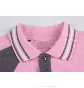 Polo à manches courtes pour homme, color-block rose, gris, blanc, décontracté, pour l'été, tissu popeline respirant - Product Image 5