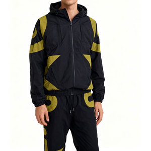 Men's Black Olive Color Blocked <b>Hooded</b> <b>Soft</b> <b>Shell</b> <b>Jacket</b> Zipper Closure Elastic Waist Regular Fit Outdoor Wear - Product Image 5