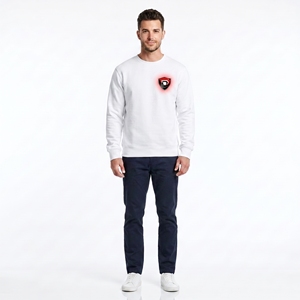 <b>White</b> Men's Crew Neck <b>Sweatshirt</b> Regular Fit Lined Design Breathable Eco-Friendly Casual Knitted Cotton Pullover Spring Style - Product Image 3