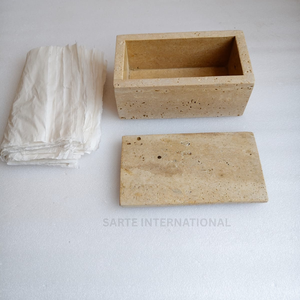 Moderno Dispensador de Papel Higiénico de Piedra Travertino, Rectangular, Acabado Natural, Organizador Decorativo para Baño - Product Image 5
