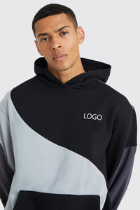 Sweat-shirts pour hommes OEM, coupe oversize, color block, en molleton épais 100% coton, avec impression de logo personnalisé, épaules tombantes, color block - Product Image 3