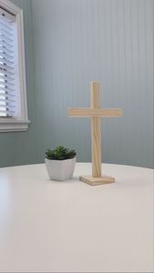 Croix chrétienne en bois naturel, faite à la main, décoration murale rustique pour la maison, la salle de prière, la chambre à coucher, le salon - Product Image 6