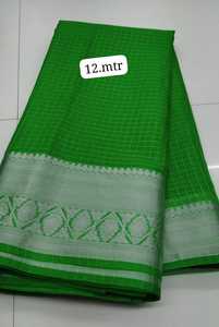 Tela de Seda Organza Pura de Primera Calidad con Borde Tradicional Tejido Kanchipuram Zari e Intrincado Trabajo de Hilo Floral Meenakari - Product Image 2