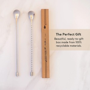 Cuillère à cocktail de luxe en acier inoxydable, manche torsadé haut de gamme, outil de mélange de boissons, accessoire de bar moderne - Product Image 1