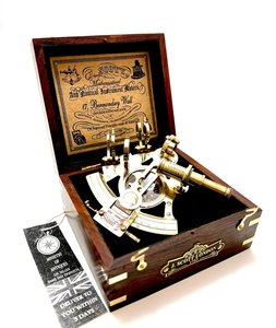 Nautical Sextant Navigation Instrument With Telescope <b>Compass</b> And Wooden Display Box Maritime Marine Decorative Navigation Tool - Product Image 2