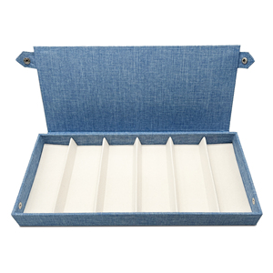 <b>Blue</b> Denim Eyeglasses <b>Storage</b> <b>Box</b> 6-Slot Rectangular Semi-Hard Case for eyeglasses display - Product Image 4
