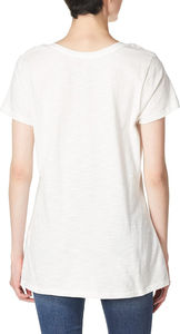 Camiseta de mezclilla con cuello en V para mujer, estampado gráfico 3D, batik a cuadros, con agujeros, ecológica, de verano, personalizada, transpirable, de secado rápido, corta, 100% - Product Image 2