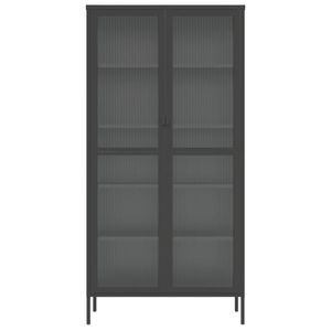 ตู้ไฮบอร์ดขนาดใหญ่ทำจากเหล็กเคลือบสีดำพร้อมกระจกแบบริบบิ้น ตู้เก็บของห้องนั่งเล่นดีไซน์หรูหรา - Product Image 6