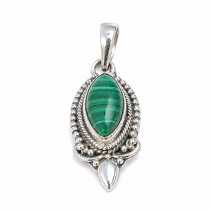 Pendentif en malachite naturelle, argent sterling 925, fait main, style vintage bohème, bijoux pour femmes, cadeau, plaqué or rose et or jaune - Product Image 1