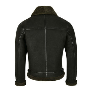 VORNEX INDUSTRY Latest Sheepskin <b>Shearling</b> Fur Bomber <b>Jacket</b> Green Grain Winter Eco-Friendly Real White Sheepskin <b>Men</b> - Product Image 4