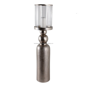 Wholesale Cast Aluminum Cylinder Hurricane <b>Lamp</b> • Luxury Champagne Pewter Centerpiece - Product Image 6