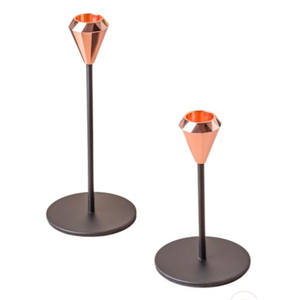 Set Of 3 Modern Minimalist Rose Gold & <b>Black</b> Metal Taper Candle Holders Luxury Nordic <b>Candlestick</b> Stands For Wedding Centerpiece - Product Image 2