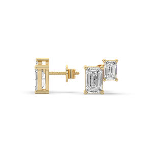 Pendientes de Diamantes Cultivados en Laboratorio de 1.90 Quilates, Corte Esmeralda, Oro de 14K, Diseño Único y Ligero, Joyería Ética para Regalo de Lujo, Venta al Por Mayor - Product Image 4