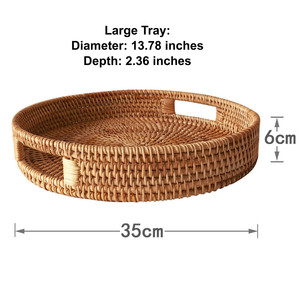 Ensemble de 2 plateaux à fruits en rotin, ronds, en rotin naturel tressé, prix de gros directement de l'usine. - Product Image 5
