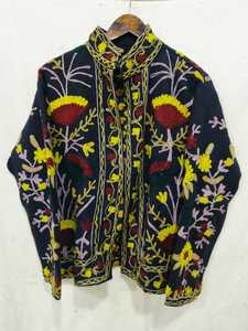 Chaqueta de Lana Bordada a Mano con Flores, Cuello Mandarín, Manga Larga, Abrigo de Invierno para Mujer, Estilo Chic de las Praderas - Product Image 3