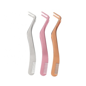 Pince à cils en acier inoxydable courbée, durable et réutilisable, pour extensions de cils, marque privée, logo personnalisé, manuelle, vente en gros - Product Image 1