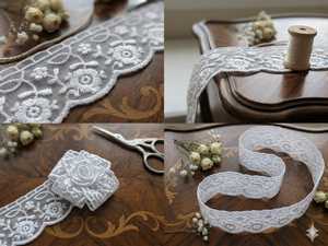 Hot Sale Premium White Organza Glass Nylon <b>Lace</b> Trim - Floral Rosette Scalloped Embroidered Border for Bridal Wear, Evening Gown - Product Image 2