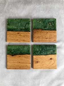 Juego de Posavasos Cuadrados de Resina y Madera Estilo Río, Hechos a Mano, Decorativos, 350 mm de Diámetro, 5 mm de Grosor, MN EXPORTS Coffee - Product Image 6