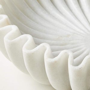 Trending <b>White</b> Ruffle Bowl Decorative Bowl <b>White</b> Stone Fruit Bowl at Affordable Price For Kitchen and <b>Tables</b> - Product Image 2