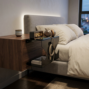 Modern C-Shaped Black Metal End <b>Table</b>, Minimalist Steel Side <b>Table</b> for Living Room Sofa, <b>Space</b>-<b>Saving</b> Bedroom Nightstand - Product Image 1