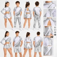 Ensemble d'uniformes de danse et de cheerleading personnalisés en polyester à col montant, orange et blanc, avec strass, unisexe, pour scène