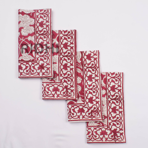 Bulk Sage <b>Pink</b> Floral Hand Block Printed Cotton Napkins, Reusable <b>Table</b> Linen Dinner Napkins, Handmade Indian <b>Cloth</b> Napkins - Product Image 4