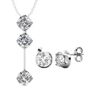 <span class=keywords><strong>Collier</strong></span> <span class=keywords><strong>et</strong></span> <span class=keywords><strong>boucles</strong></span> <span class=keywords><strong>d</strong></span>'<span class=keywords><strong>oreilles</strong></span> pendentif de mariée Daisini ornés de cristaux <span class=keywords><strong>Swarovski</strong></span> plaqué or 18 carats ensemble de bijoux de mode pour femmes - Product Image 1