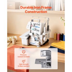 Macchina Overlock a 3/4 Fili, 1250 Punti al Minuto, Luce LED, Piedini con Forte Aspirazione - Product Image 6
