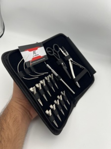 Kit professionnel d'outils pour extensions de cheveux en acier inoxydable, finition miroir argenté, petits kits de pose inclus, pinces, ciseaux, clips, boucles - Product Image 6