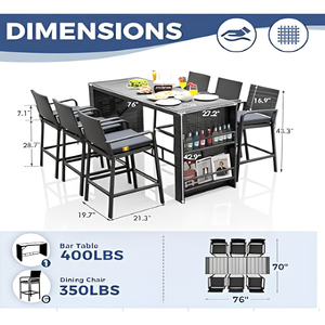 Juego de 2 Sillas de Bar de Ratán Modernas para Exteriores, Sillas Altas de Mimbre para Patio con Cojines - Product Image 5