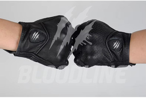 Black Leather Motorcycle <b>Gloves</b> Wrist Length Breathable Unlined Sporty Style for Cycling Outdoor Sports Four Seasons Use - Product Image 6