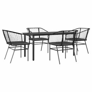 Set da Pranzo da Giardino Nero per 4 Persone, Arredamento Esterno Contemporaneo in Metallo Resistente alle Intemperie - Product Image 2
